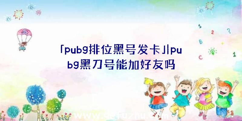 「pubg排位黑号发卡」|pubg黑刀号能加好友吗